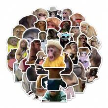 54 miếng dán hình khỉ chống thấm nước bằng vinyl dùng cho bình nước, laptop, vali, cốc, máy tính, điện thoại di động, ván trượt. Những miếng dán ngộ nghĩnh dành cho Kindle, sổ lưu niệm, đồ dùng dán laptop. - 1 Set - Xem 6