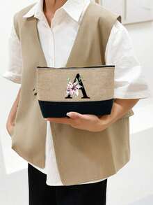 1 Conjunto Bolsa de Praia Feminina, Bolsa de Lona e Chapéu Acessórios de Praia, Letra A-Z, Adequado para Casamento, Aniversário, Férias, Ótimo Presente para Senhoras, Mães, Professoras, Amigas, Madrinhas, Estudantes, Bolsa Grande para Viagem, Fim de Semana, Presente de Aniversário Personalizado para Ela, Acompanha Lenço - Multicolorido - Visão 7