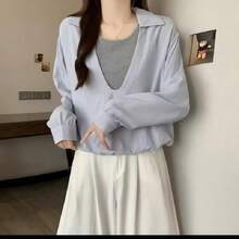 Women Blouses & Shirts - Light Blue - View 3