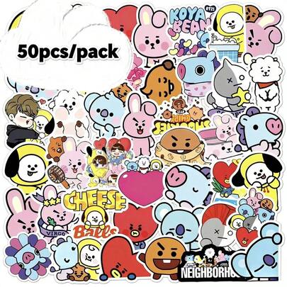 Último set de pegatinas BT21, SKZOO, artículos de fans de K-POP, recuerdos, adecuados para botellas de agua, cuadernos, equipaje, refrigeradores, álbumes y decoraciones fotográficas, de vuelta a la escuela, San Valentín, cumpleaños, regalos festivos