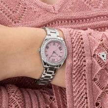 Đồng hồ nữ GUESS Quartz Analog, vỏ thép không gỉ, mặt số màu sâm panh, dây đeo thép không gỉ hai tông màu, chống nước 30M - GW0841L4 - Hồng - Xem 8