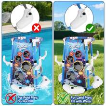 3-in-1 Pool Basketball Hoop Set Floating Pool Toys with Rings Balls Toss Games Pump Outdoor Summer Basketball Game at Swimming Poolside for Ages 4-12 Adults Family Fun - Azul - Ver 7
