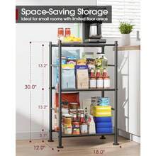 Storage Shelves - 3 Tier Shelf Organizer Sturdy Metal Garage Shelving with Adjustable Leveling Feet Space-Saving Shelves Organizer for Pantry Laundry Kitchen 18" x 12" x 30" Black - Negro - Ver 3