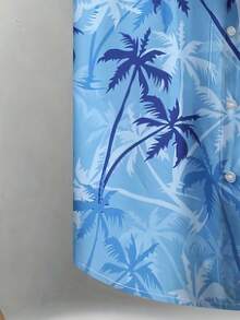 Palm Tree Pattern Symbolizing Freedom Ocean Breeze And Tropical Relaxation 3D Printed Casual Button Down Short Sleeve Beach Shirt For Men - White - View 3