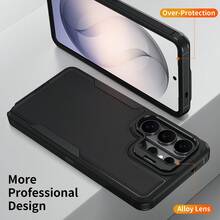 适用于 Galaxy S26 S25 S24 S23 Plus Ultra A07 A06 A16 A26 A17 A37 A36 A56 A57、17 16 15 14 13 12 11 Pro Max Plus 二合一重型防震镜头保护手机壳 - 黑色 - 查看 8
