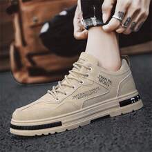 Men's Khaki Suede Retro Sneakers - Non-Slip Thick Sole Work Shoes - Khaki - View 4