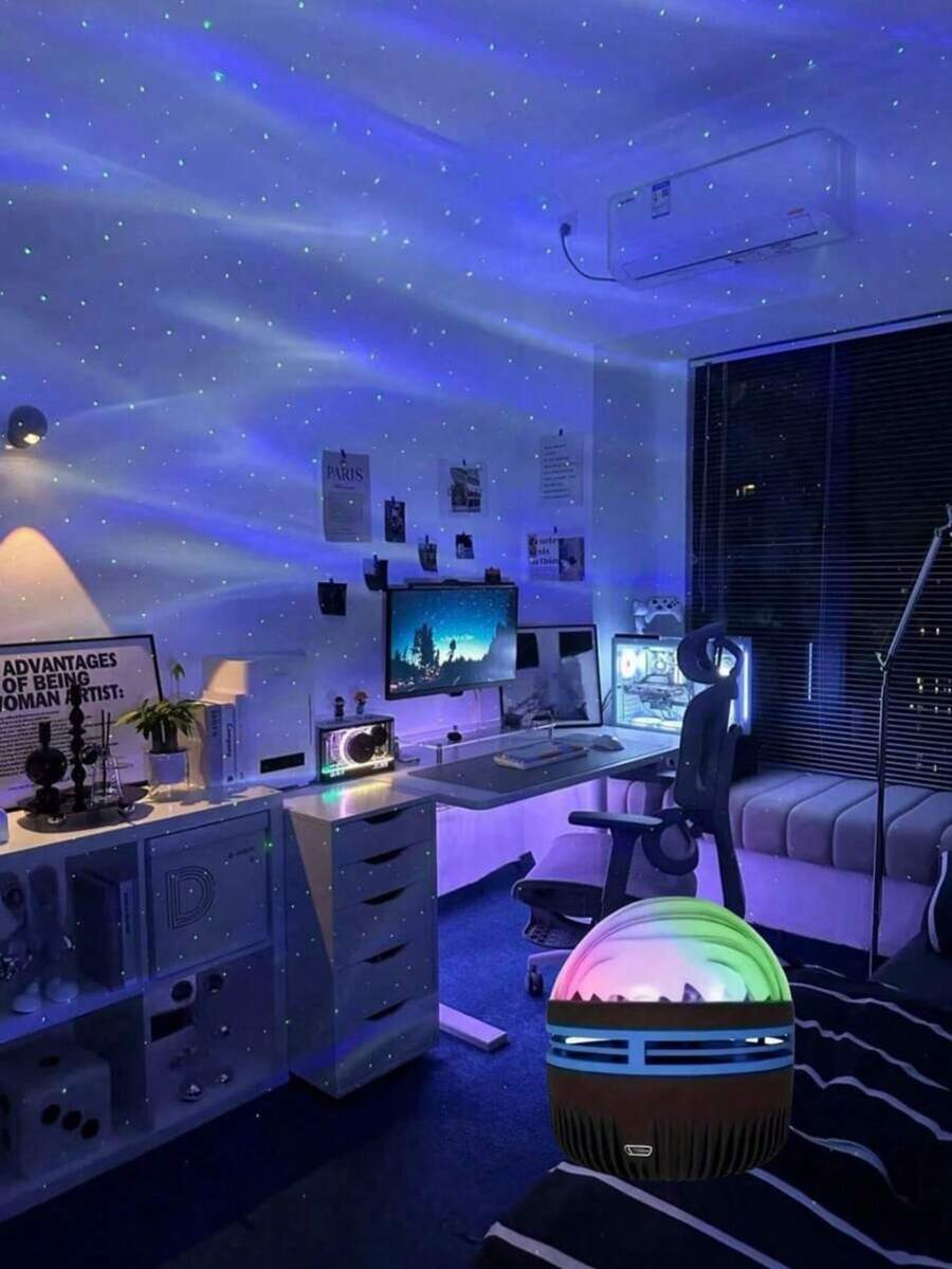 1个北极光星系投影仪，多种灯光效果，二合一LED星空投影仪，带遥控器和星云灯，适用于卧室/游戏室/家庭影院/天花板/生日/派对夜灯