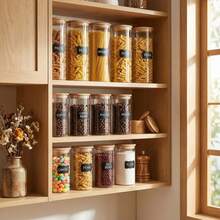 9-Piece Glass Jars, 4 Pieces: 2200ml (77 Ounces), 2 Pieces 850ml (28.5 Ounces), 3 Pieces 490ml (16.8 Ounces), Wide-Mouth Transparent Glass Food Storage Container, Can Be Used To Store Coffee Beans, Noodles, Nuts And Other Glass Kitchen Utensils; With Labels, Stickers, A Glass Jar With A Pen, A Seasoning Jar And Spaghetti Claws. A Good Gift - 9件玻璃罐升級組合 - 查看 4