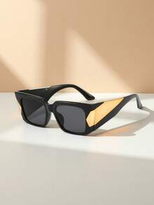 1pc European And American Retro Cat Eye Frame Y2K Fashion Glasses, Versatile Casual Lightweight PC Fashion Glasses, Suitable For All Seasons - Multicolor - View 3