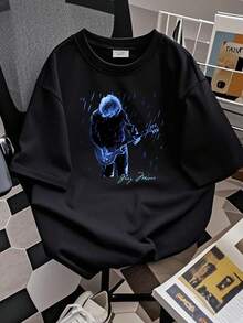 Camiseta de mujer con estampado de Gary Moore In Memoriam, negra, de algodón, unisex, de talla única, camiseta de hombre negra de manga larga o corta - Negro - Ver 2