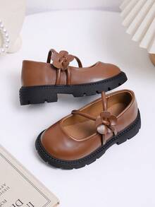 1 Pair New Kids' Solid Color Loafers, Fashion Minimalist Versatile. Please Order 1 Size Up Based On Insole Length For Wide Feet - Brown - View 4