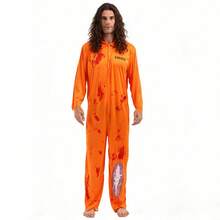 1 Set Adult Halloween Prisoner Costume, Cosplay Performance Outfit - Orange - View 11