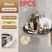 Bộ 1/2/3 kệ góc tam giác không cần khoan, chất liệu ABS, gắn tường, chịu tải lên đến 5kg, chống thấm nước, có miếng dán tiện dụng để đựng dầu gội và mỹ phẩm, tiết kiệm không gian cho phòng tắm, nhà bếp và nhà vệ sinh, phụ kiện lưu trữ thiết thực cho gia đình. - Nhiều màu - Xem 10