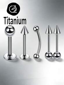 1件 ASTM F136 钛合金外螺纹 16G1.2mm 鼻环、鼻中隔环、香蕉形耳钉/耳环、眉环、舌环、唇环 身体穿刺饰品 - barbell Ball/ cone - 查看 3