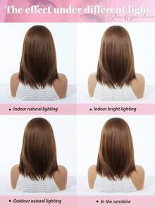 14英寸优雅长刘海合成假发 - 深色发根至浅色发尾，女士日常派对假发，高密度耐热合成假发，自然性感简约休闲运动学院风，耐热假发，适合日常派对、万圣节、圣诞节、送给女朋友的礼物 - 棕色 - 查看 9