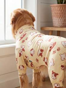 Dog Summer Shedding Hair Control Pajamas - Breathable High Stretch Full Coverage Pet Rompers, Summer Anti Licking & Bug Protective Jumpsuit For Medium Large Dogs, All Over Printing Dog Clothes - Cute Dog And Paw Print Pattern - Multicolor - View 5