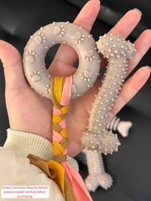 4件套幼犬磨牙玩具套装，适合2-8个月大的幼犬，包括橡胶骨头、零食分配球、互动甜甜圈咀嚼玩具、软质咀嚼玩具，非常适合小型和中型犬幼犬。 - 灰色 - 查看 10