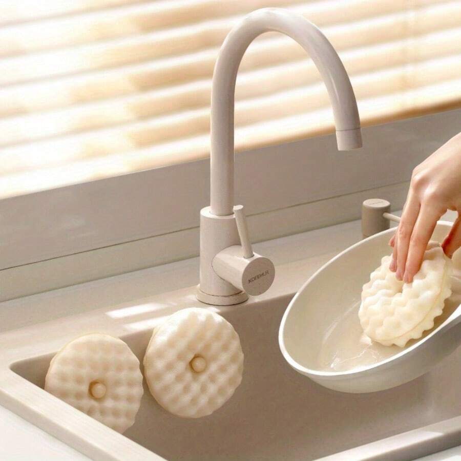 3D蜂窝洗碗海绵套装 - 双面吸盘洗碗垫，适用于厨房清洁 - 1套 - 蜂巢海綿套裝 - 查看 1