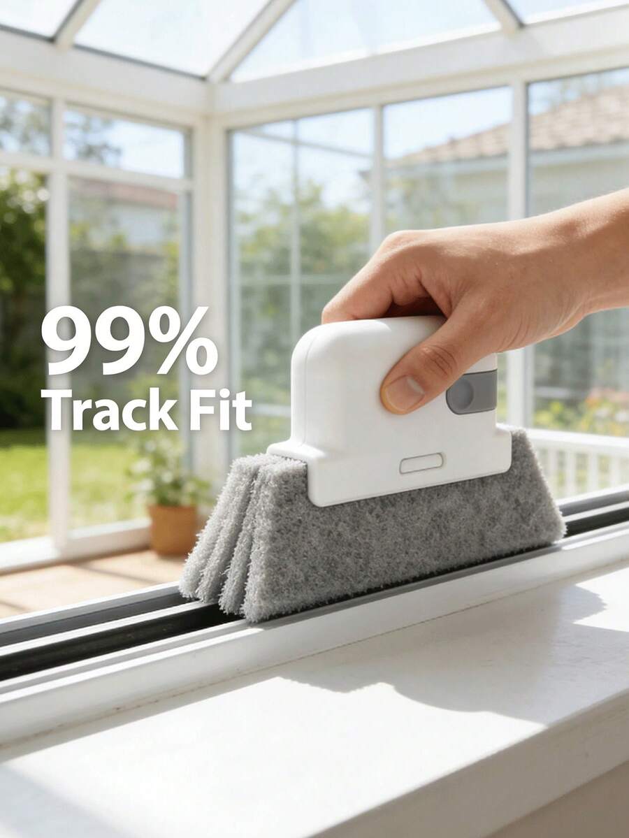 Cepillo de limpieza reutilizable para rieles de ventanas, herramienta ergonómica de limpieza de grietas adecuada para padres ocupados, elimina el polvo de los rieles y ranuras corredizos, limpiador de grietas portátil, accesorio de limpieza para el hogar, la cocina y el baño