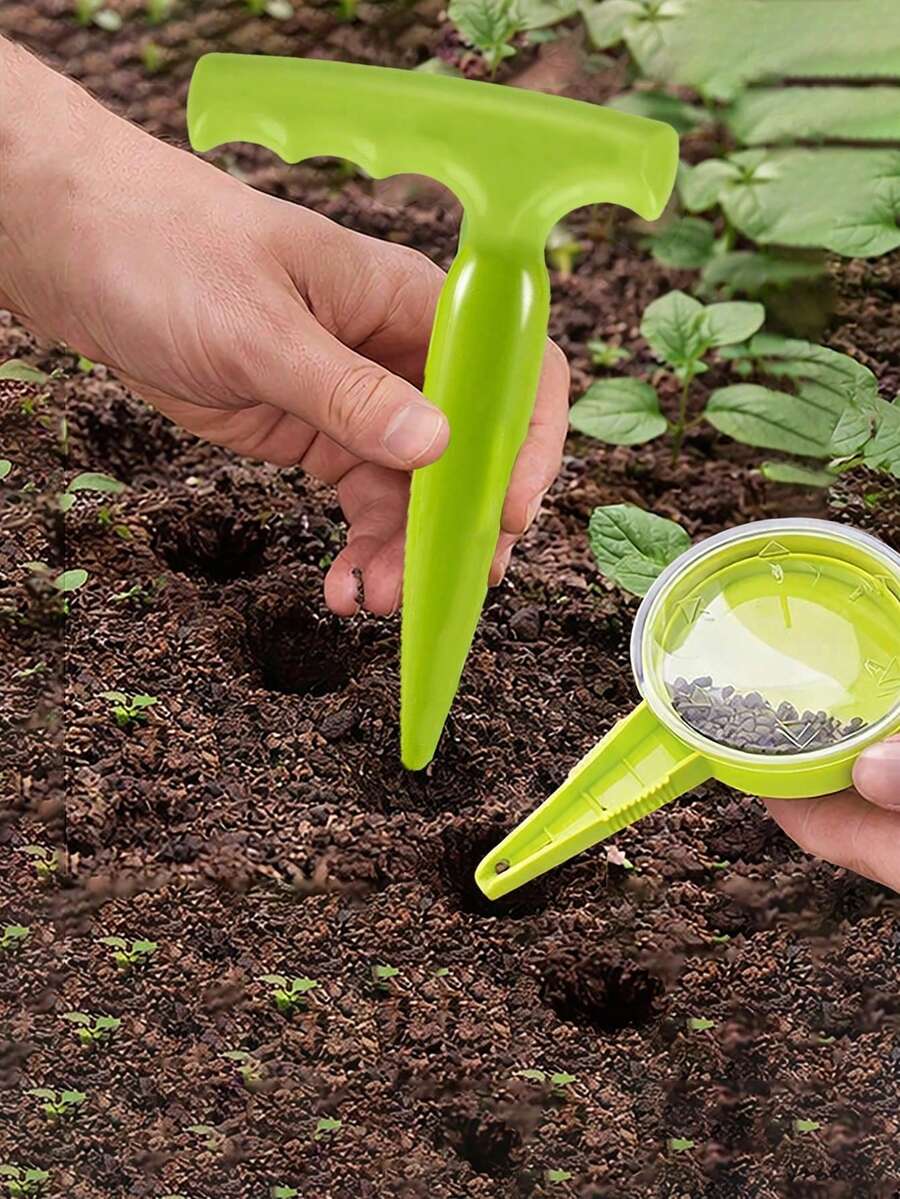 2pcs Adjustable Gardening Seed Dispenser Set, 5-Gear Manual Seed Planter, Plastic Hand-Operated Seed Sower, Suitable For Gardening, Flowers And Vegetables, Seed Planter, Handheld Gardening Planting Tool, Seed Sowing, Battery-Free - A - View 1