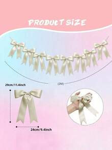 1 Peça Faixa Decorativa de Laço Rosa e Branco para Festa, Decoração de Guirlanda de Laço, Adequado para Festa, Feriado, Aniversário, Casamento, Noivado, Lareira, Decoração de Parede - Multicolorido - Visão 7