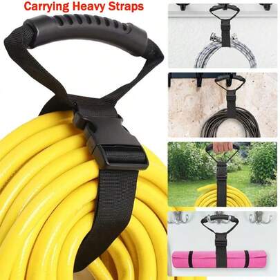 Heavy Duty Storage Straps With Handle, 50LBS Capacity Adjustable Tie Down Straps, Portable Gear Holder For Hoses, Cords, And Sports Equipment, Industrial Strength, 10,000+ Cycle Life
