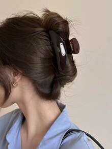 4个/1个 4.48英寸/11.4厘米 黑色、白色、棕色、粉色 轻质塑料发夹，时尚百搭 优雅简约纯色发爪，适合日常佩戴、休闲、派对、通勤、海滩、度假、马尾辫、发髻等发型，也可用于洗脸/洗头、化妆等场合，是理想的配饰。（字母标签为单面，无特定含义，仅作装饰用途）夏季发饰 沙滩发夹 度假 - 彩色 - 查看 2