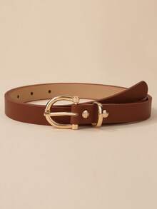 5pcs/Set Women's Decorative Belt For Jeans/Dresses, Round Buckle, Black, White, Brown And Khaki, Suitable For Daily Wear, Spring, Summer, Autumn And School Style, Women's Belt, Belts - 彩色 - 查看 8