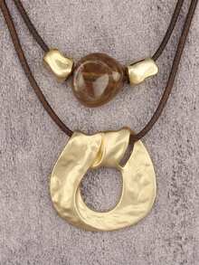 1 chiếc mặt dây chuyền hợp kim hình đĩa sóng bất đối xứng thời trang, vòng cổ choker đính hạt sang trọng tối giản dành cho nữ, quà tặng lễ hội âm nhạc, quà sinh nhật, quà tặng cho mẹ, bạn gái, quà ngày lễ - Ngắn - Xem 3