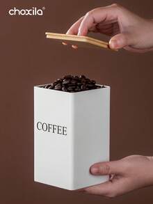 3件套咖啡茶储物罐，竹盖金属框架方形展示罐 - 收納罐 - 查看 5