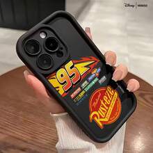 Miniso 1pc Disney Pixar Cars 95 Lightning McQueen Rust-Eze Racing Decal Design Phone Case Suitable For IPhone 17/17 Pro/17 Pro Max/17 Air/16/15/14/13/12/11/X Series Iphone 17 Pro Max Case Iphone 17 Pro Case Iphone 17 Case Stocking Stuffers The Girlfriend - Black - View 1