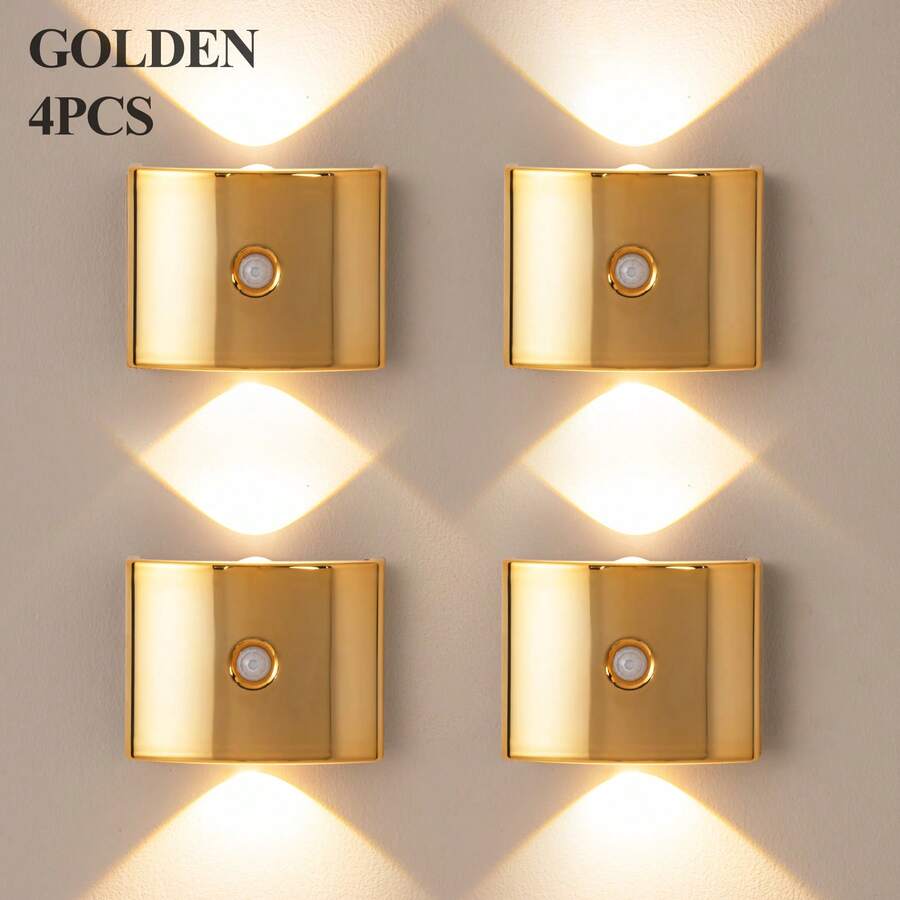 LED Smart Motion Sensor Wall Light, Wireless LED Wall Lamp, Battery Powered Night Light, Rotatable, Easy Installation, Adjustable Color Temperature And Brightness, Suitable For Corridor, Bathroom, Bedroom, Kitchen, Cabinet, Stairs, Entrance, Bedside, Table, Wardrobe, Home Decor, Living Room