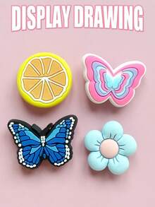 22 PCS Butterfly Series Butterfly Design, Featuring Small Insect Ornaments, With Vibrant And Attractive Colors. Perfect For Decorating Sandals And Garden Shoes. Ideal Choice For Gifts For Parties And Events. PVC Shoe Accessories Are Suitable For Christmas/Halloween/Samhain/Birthday Gift Party Gifts. - Multicolor - View 7