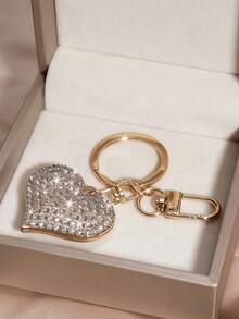 One Piece Of Heart. Elegant. Graceful. Cute. Adorable. Casual. Party. Zinc Alloy. Full Of Diamonds. All Four Seasons. Keychain. - Gold - View 4