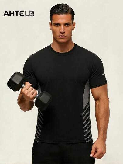 Áo thun nam AHTELB mùa hè bằng lụa băng, phối màu tương phản, cổ tròn rộng rãi, thể thao chạy bộ nhanh khô, tay ngắn thoáng khí, độ co giãn cao, áo thể thao thường ngày, dành cho nam, bộ đồ thể thao nam, quần áo nam, thoáng khí, thấm hút mồ hôi, nhẹ, nhanh khô, mềm mại, quà tặng cho bạn bè, chồng, bạn trai.