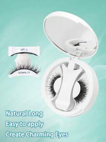 1 Pair Natural E Magnetic False Eyelashes With Eyelash Clip, Soft Magnetic Lashes, No Glue Needed, Reusable, Suitable For Beginners - Black - View 5