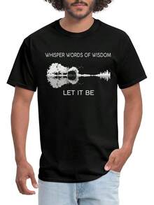 Unisex S-5XL Cotton Graphic T-ShirtSpreadshirt Whisper Words Of Wisdom Let It Be Men's T-ShirtCasual Short Sleeve Tee For Men And Women  Gender Neutral Streetwear Short Sleeve Shirt Funny Cartoon Y2K T-Shirt - 黑色 - 查看 1