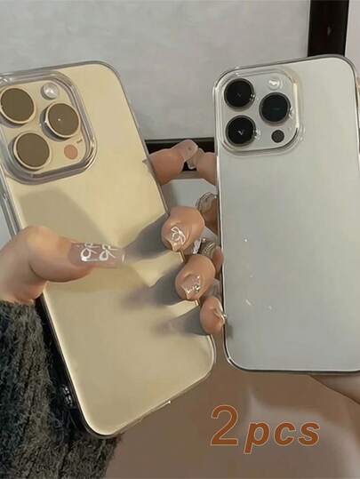 2pcs High-Quality Transparent Crystal Shield Acrylic Smooth Glossy Minimalist Full Coverage Anti-Drop Phone Case, Suitable Compatible With Apple 17 Promax/16 Promax/15 Promax/17 Pro/17/16/15/14/13/12/11