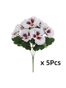 MEHELANY 1株仿真白色三色堇，户外植物，塑料仿灌木，假花，抗紫外线塑料植物，人造丝花，适用于室内外花园装饰、门廊、窗台花箱、悬挂式花盆 - 彩色 - 查看 10