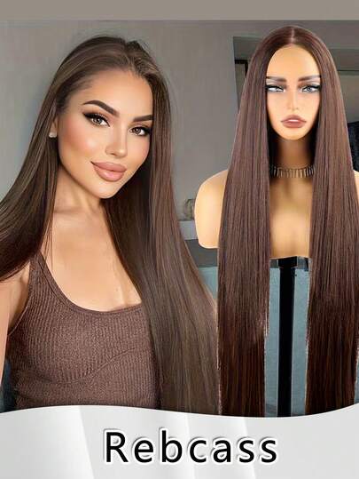 30 Inch Straight Long Soft Black Japanese Imported Synthetic Fiber 13X4 Lace Front Wig, Comes With Baby Hair, Heat Resistant Lace Front Wig, Christmas Decoration Christmas Gift, Multiple Colors Available, Long Straight Hair For Daily Use, High Quality Soft Synthetic Beginner-Friendly Wig, Natural Look