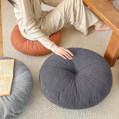 1pc 40cm Round Floor Cushion, Thickened Fabric Meditation Cushion For Window Seat, Balcony, Floor Sitting, Yoga, Designed With Anti-Slip And Breathable Features, Suitable For Zen Home Decor