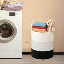 Cestas Almacenaje Cuerda de Algodón con AsasCesta Lavandería de Cuerda Tejida Multiusos Juguetero Practico Guardar Ropa Mantas y Juguetes Para Lavandería Dormitorio y Salón 65 L (blanco) - Blanco - Ver 4