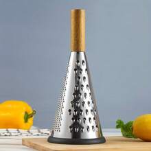 Three-Sided Stainless Steel Grater For Vegetables And Cheese With A Wooden Handle, Versatile For Shredding Melons And Fruits - 1pc-silver - View 7