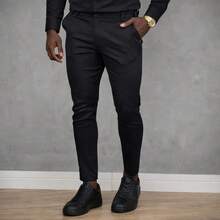Men's Plus Size Twill Pants With Cotton And Elastane, Assorted Colors - Black - View 6
