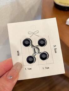 一套女士胸针套装，包括腰间胸针、合金雏菊胸针、牛仔裤、可调节腰带胸针、服装配饰（不含卡片） - 黑色 - 查看 5