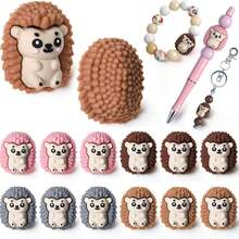 12pcs/Set Cute Silicone Dinosaur Beads, Suitable For Pen, Bracelet, Keychain Crafts (Not Mixed, 1 Set Teddy Bear, 1 Set Hedgehog) - Multicolor - View 1