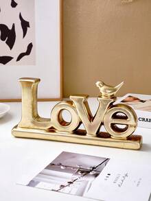 1 chiếc chữ LOVE trang trí kiểu Châu Âu cổ điển, mạ vàng và bạc, chất liệu nhựa resin, trang trí bằng lá vàng và bạc, vật trang trí để bàn kiểu cổ, trang trí nhà cửa cho các lễ hội và dịp kỷ niệm. - 1PC - Xem 6
