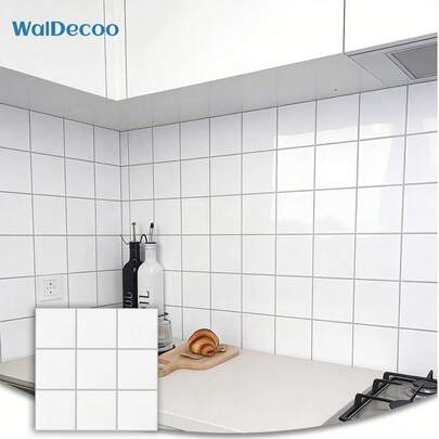WalDecoo 4 buc/10 buc/20 buc Peel and Stick pătrat grilă mozaic faianță Backsplash pentru bucătărie baie living room decorare perete