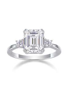 925纯银莫桑石戒指，低过敏性，订婚/结婚戒指，简约独特设计，百搭日常佩戴，婚礼/周年纪念/生日礼物，附赠礼盒和证书 - 銀色 - 查看 17