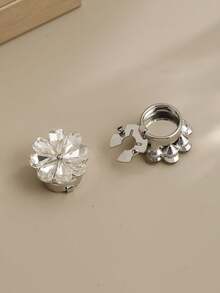 1 pieza Botón de puño de camisa con flor de rhinestone, alfiler decorativo para el cuello, accesorio versátil y minimalista adecuado para uso diario y días festivos - Hebilla decorativa - Ver 7